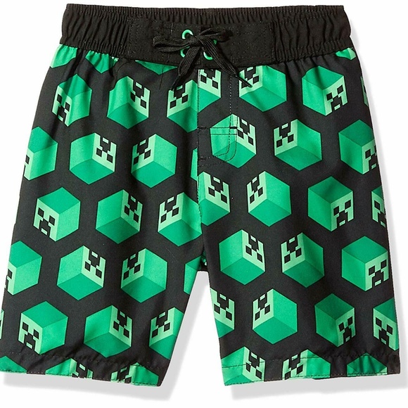 MINECRAFT GREEN MULTI DRAWSTRING BOYS SWIM TRUNKS - Picture 7 of 7